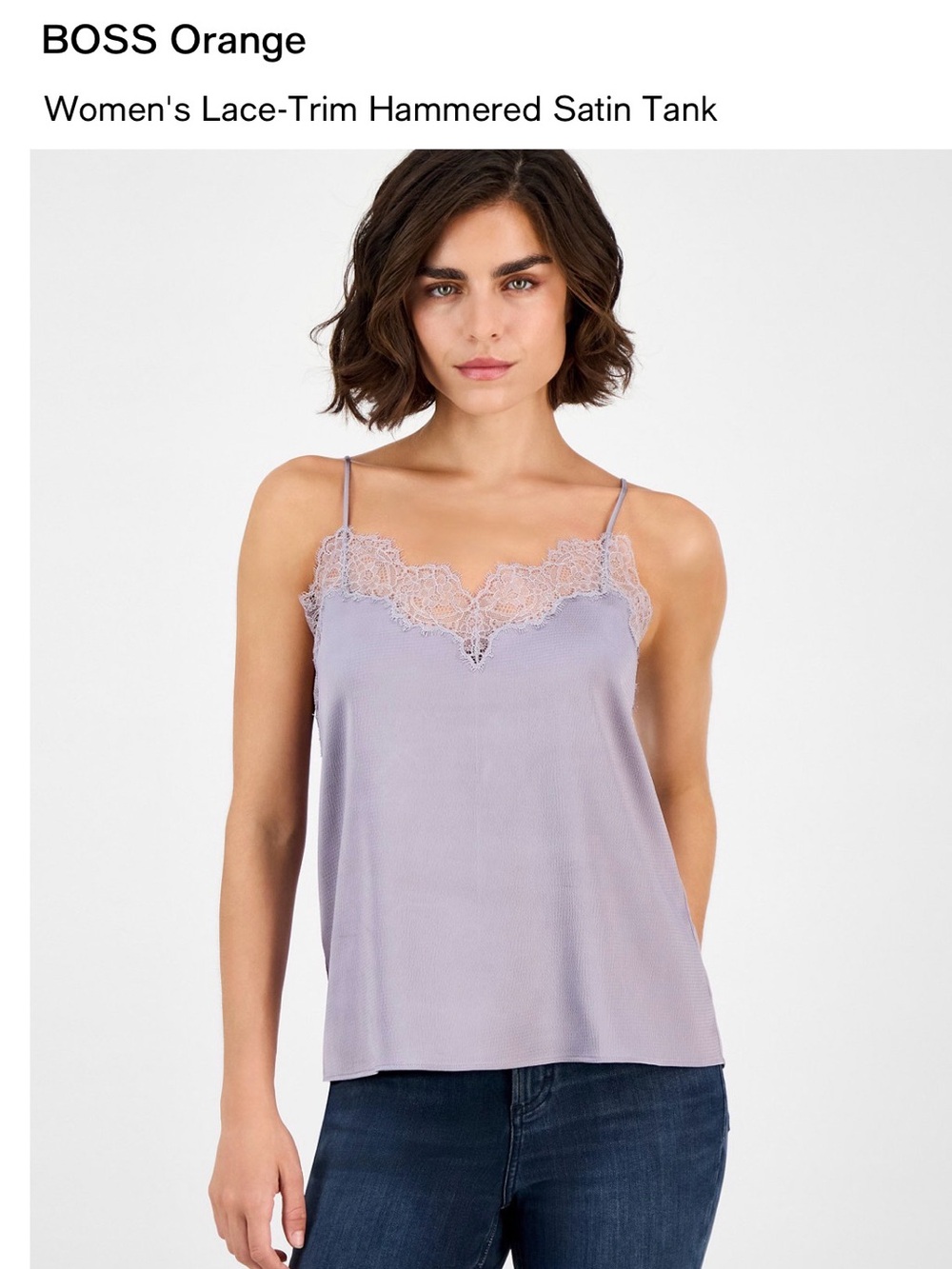 BOSS ORANGE Women's Lace-Trim Hammered Satin Tank